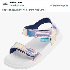 Native Charley Kids Sandal in Holographic Pink and Blue
